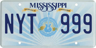 MS license plate NYT999