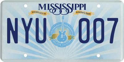 MS license plate NYU007