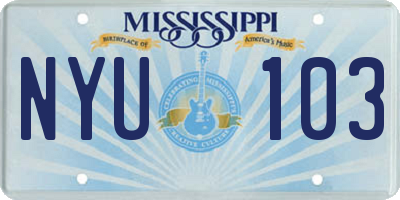 MS license plate NYU103