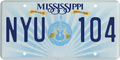 MS license plate NYU104