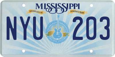 MS license plate NYU203