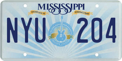 MS license plate NYU204