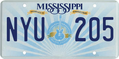 MS license plate NYU205