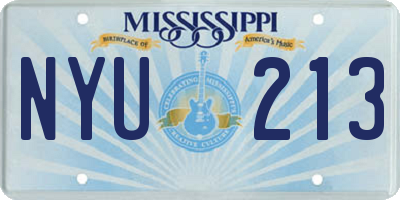 MS license plate NYU213