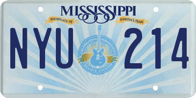 MS license plate NYU214