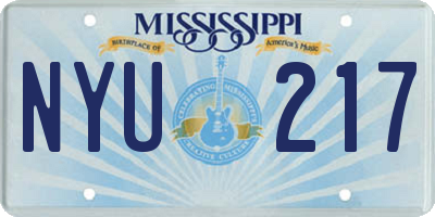 MS license plate NYU217