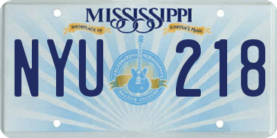 MS license plate NYU218