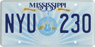 MS license plate NYU230