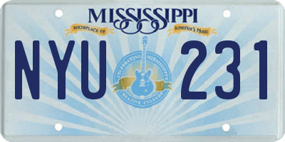MS license plate NYU231