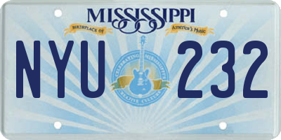 MS license plate NYU232
