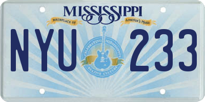 MS license plate NYU233