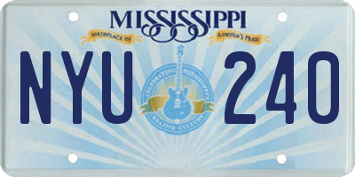 MS license plate NYU240