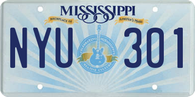 MS license plate NYU301