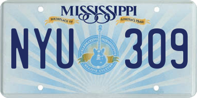 MS license plate NYU309