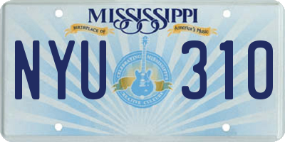 MS license plate NYU310