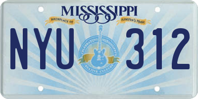 MS license plate NYU312