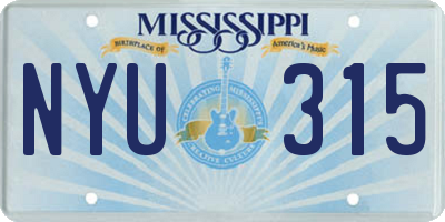 MS license plate NYU315