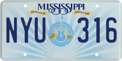 MS license plate NYU316