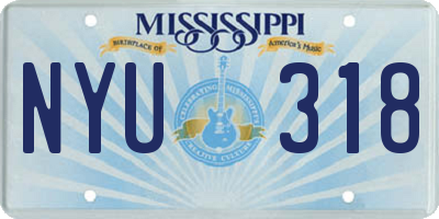 MS license plate NYU318