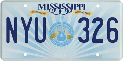 MS license plate NYU326