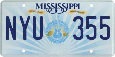 MS license plate NYU355