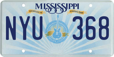 MS license plate NYU368
