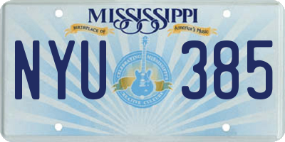 MS license plate NYU385