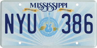 MS license plate NYU386