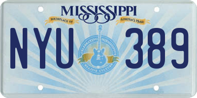 MS license plate NYU389