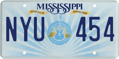 MS license plate NYU454