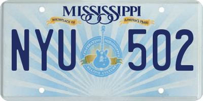 MS license plate NYU502