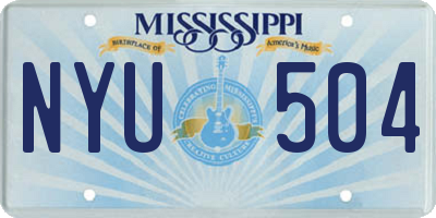 MS license plate NYU504