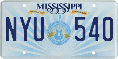 MS license plate NYU540