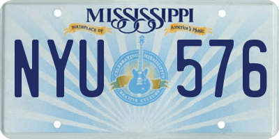 MS license plate NYU576