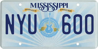 MS license plate NYU600