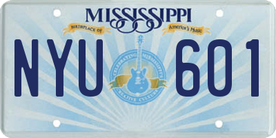 MS license plate NYU601
