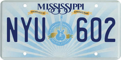 MS license plate NYU602