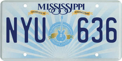 MS license plate NYU636