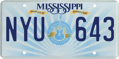 MS license plate NYU643