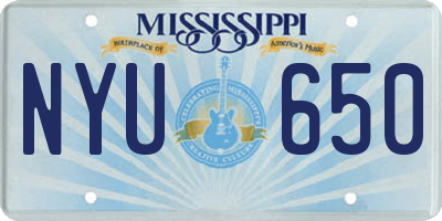 MS license plate NYU650