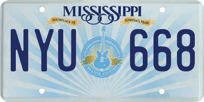 MS license plate NYU668