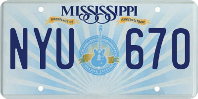 MS license plate NYU670
