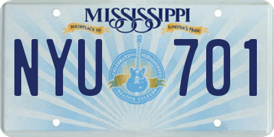 MS license plate NYU701