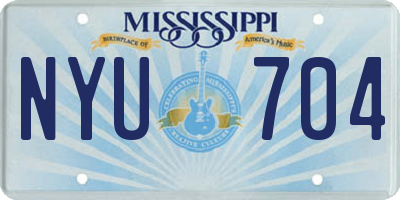 MS license plate NYU704
