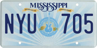 MS license plate NYU705