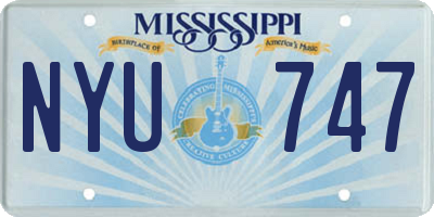 MS license plate NYU747