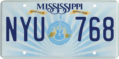 MS license plate NYU768