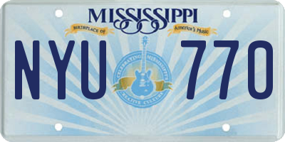 MS license plate NYU770