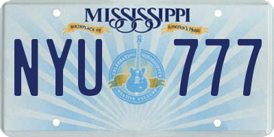 MS license plate NYU777