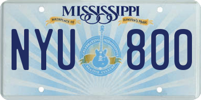 MS license plate NYU800
